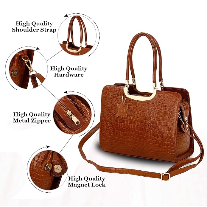 Croco Leather Handbag - The Milano