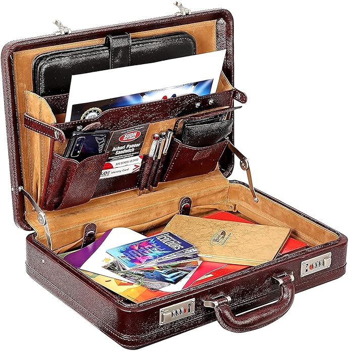 Leather Expandable Attache - 3