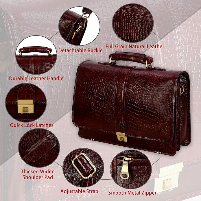 Leather Laptop Briefcase - Full Flap