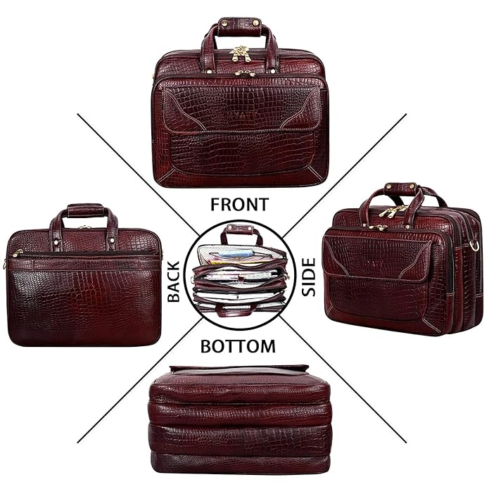 Leather Office Bag - White Trace