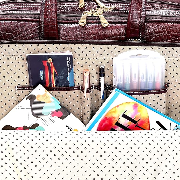 Leather Office Bag - White Trace