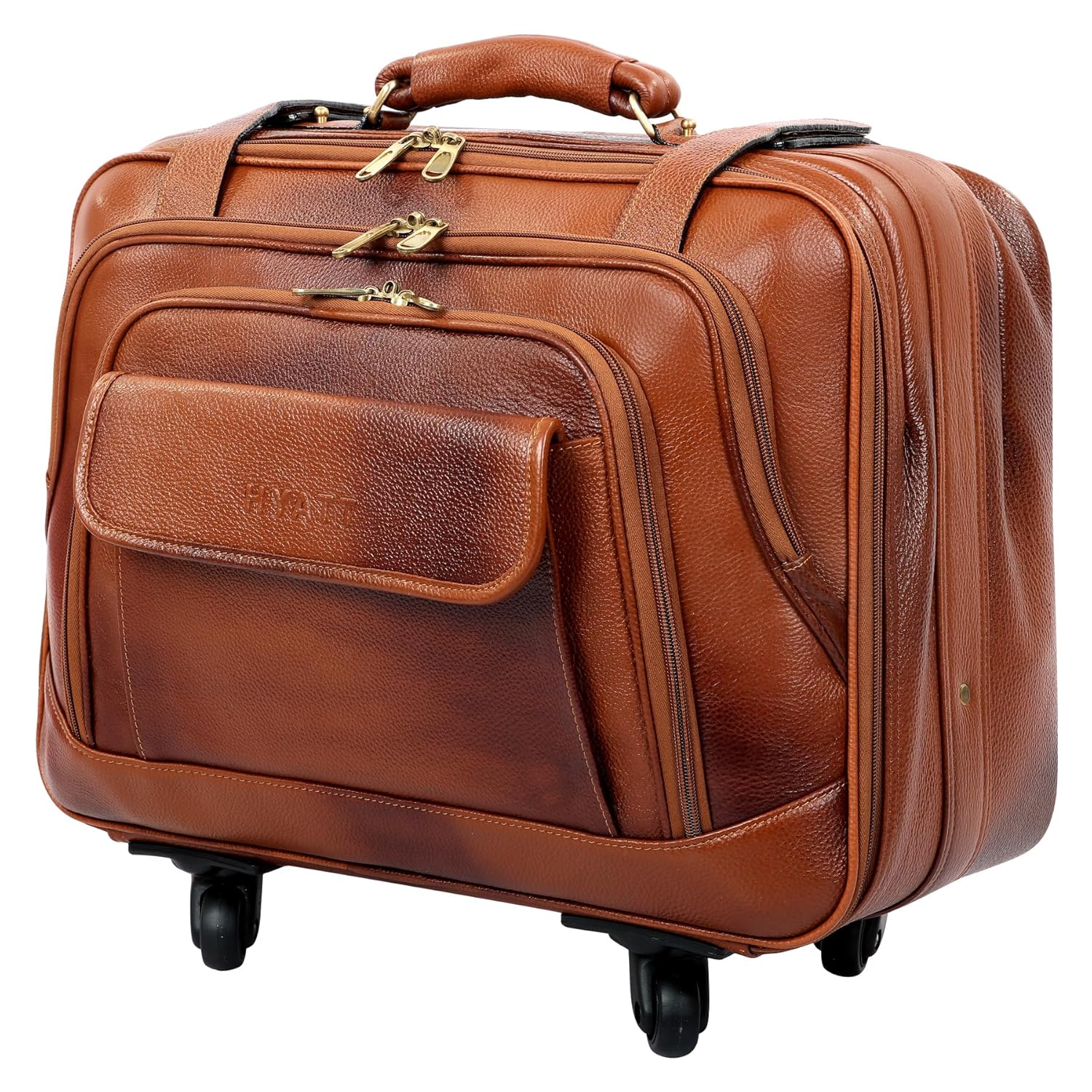 Leather Laptop Roller Trolley - The Overnighter