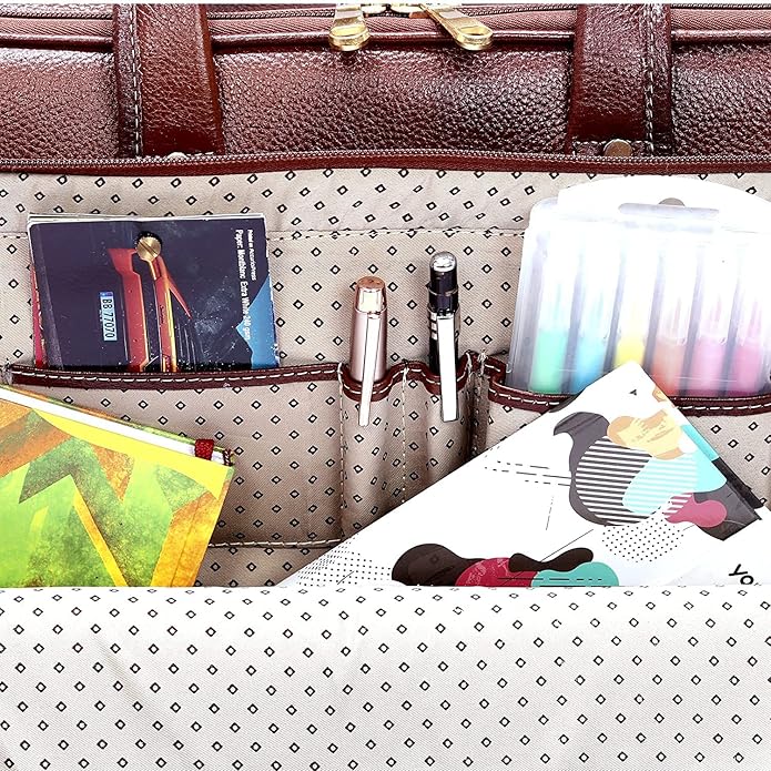 Leather Office Bag - White Trace