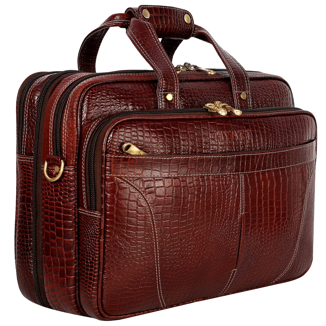 HAYAT 16 Inch Expandable Natural Leather Laptop Briefcase