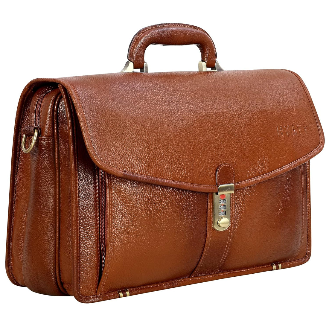 Leather Laptop Briefcase - Vertical Lock