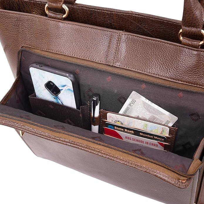 Leather Laptop Tote Bag - THE ORGANIZER