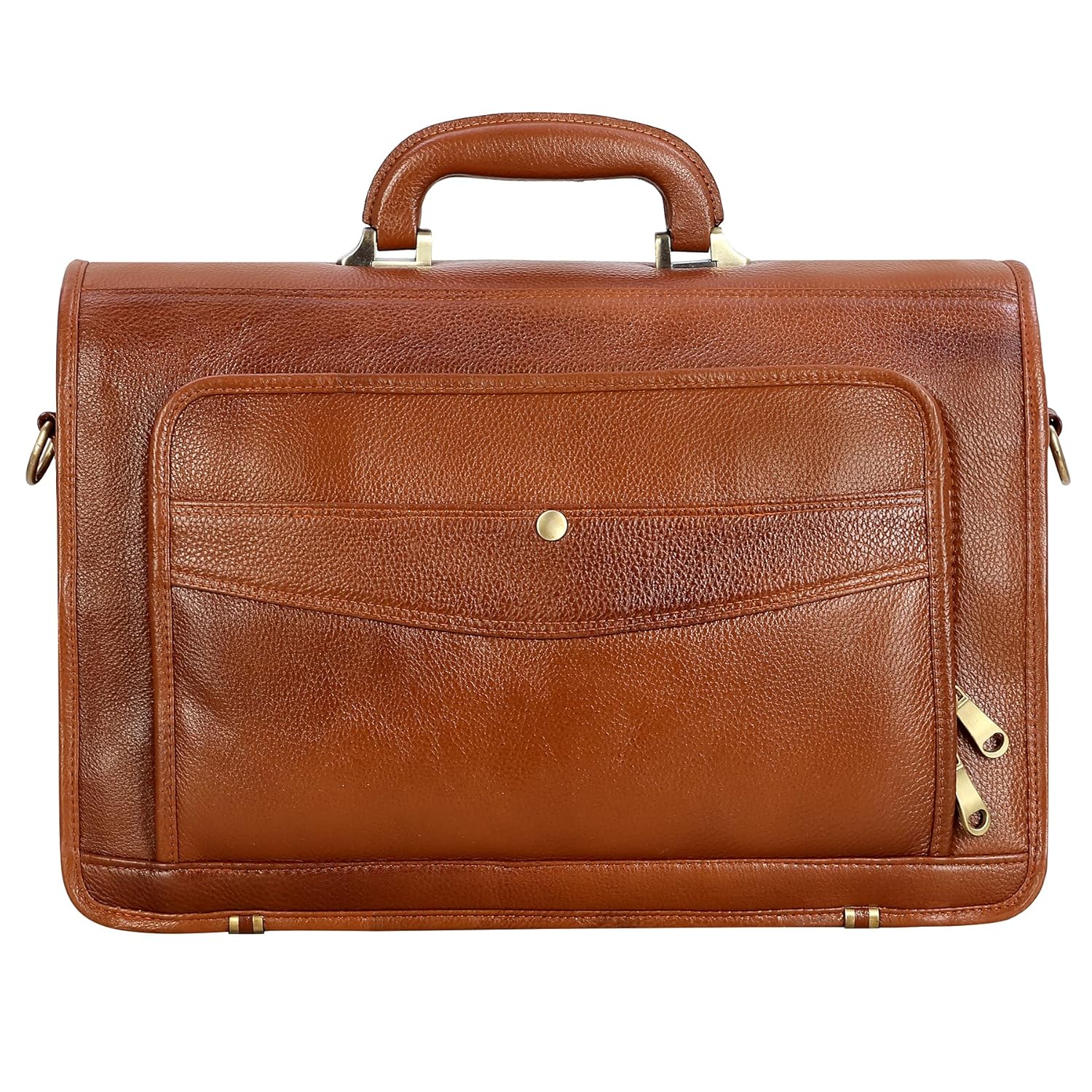 Leather Laptop Briefcase - Vertical Lock