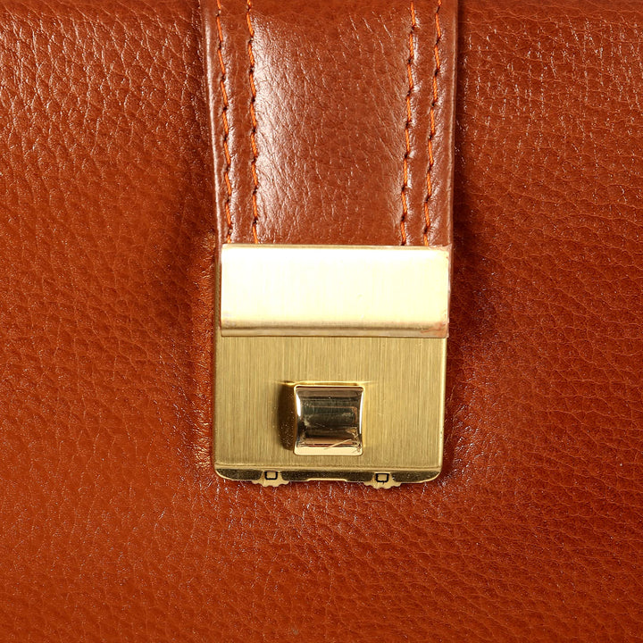 HAYAT Leather Accessories Natural Leather Briefcase for Men 24 litres Capacity Dimension-L-17 X H-12 X W-2.5 Inch Weight-1.4 KG