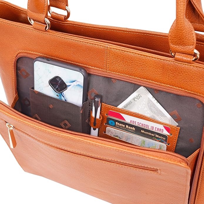Leather Laptop Tote Bag - THE ORGANIZER