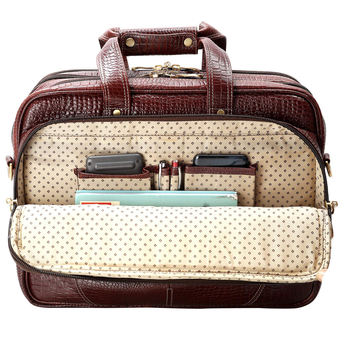 HAYAT 16 Inch Expandable Natural Leather Laptop Briefcase