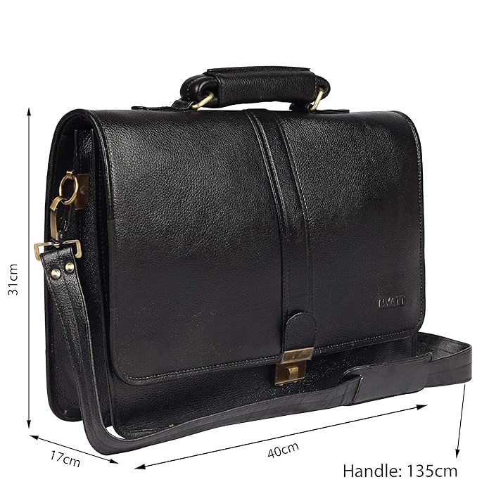 Leather Laptop Briefcase - Full Flap