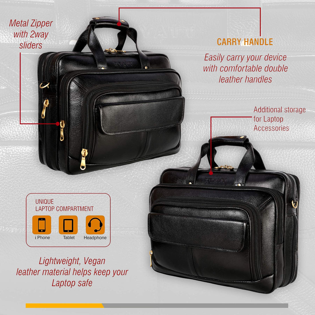 HAYAT Leather 24 litres Capacity Expandable Natural Laptop Briefcase