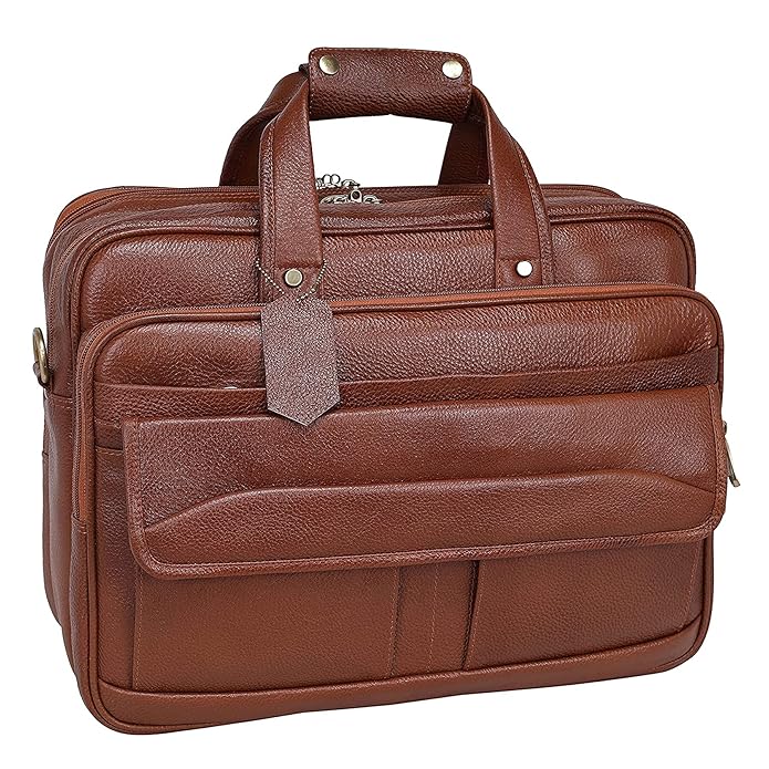 Leather Laptop Briefcase - Time Traveller