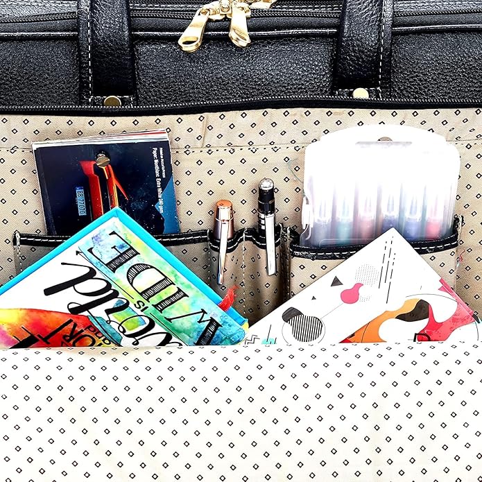 Leather Office Bag - White Trace