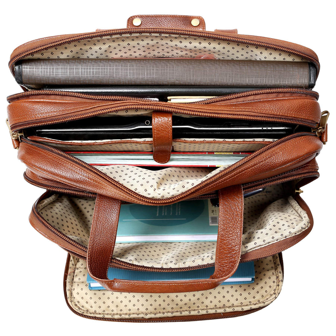 HAYAT Leather 24 litres Capacity Expandable Natural Laptop Briefcase