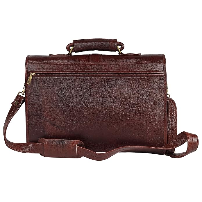 Leather Laptop Briefcase - Full Flap