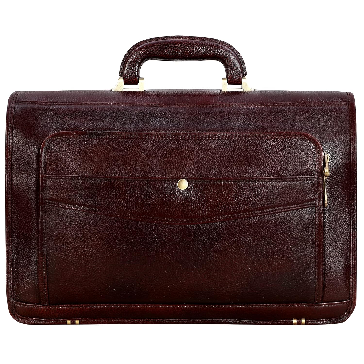 Leather Laptop Briefcase - Vertical Lock