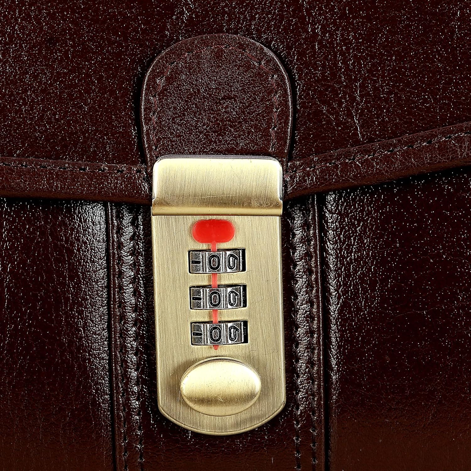 Leather Laptop Briefcase - Vertical Lock
