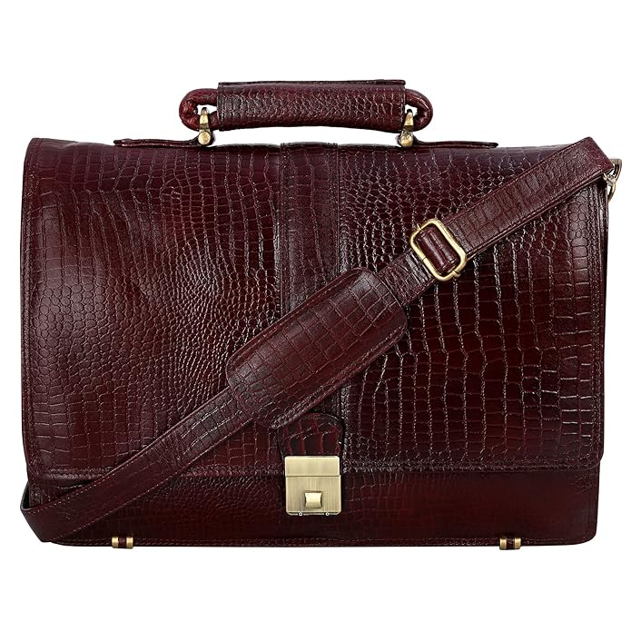 Leather Laptop Briefcase - Full Flap