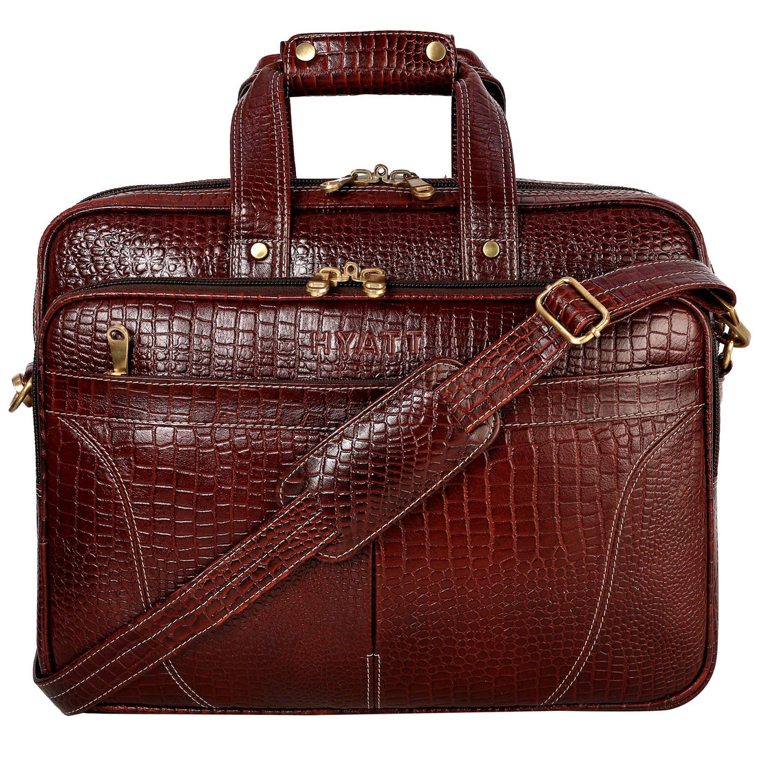 HAYAT 16 Inch Expandable Natural Leather Laptop Briefcase