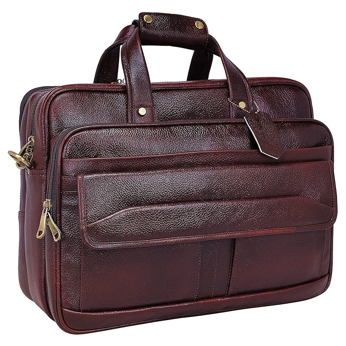 Leather Laptop Briefcase - Time Traveller