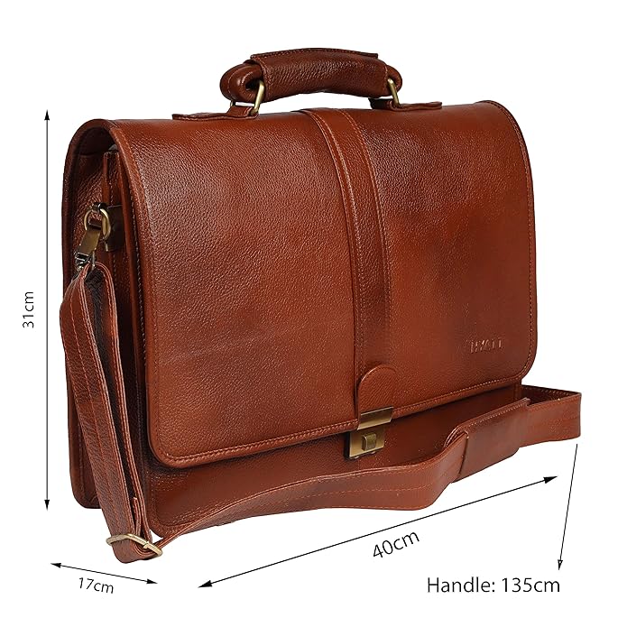 Leather Laptop Briefcase - Full Flap