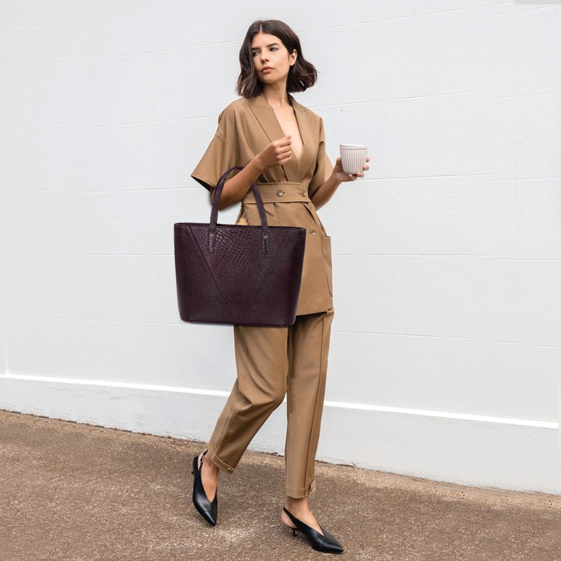 Croco Leather Laptop Tote Bag - THE MILANO