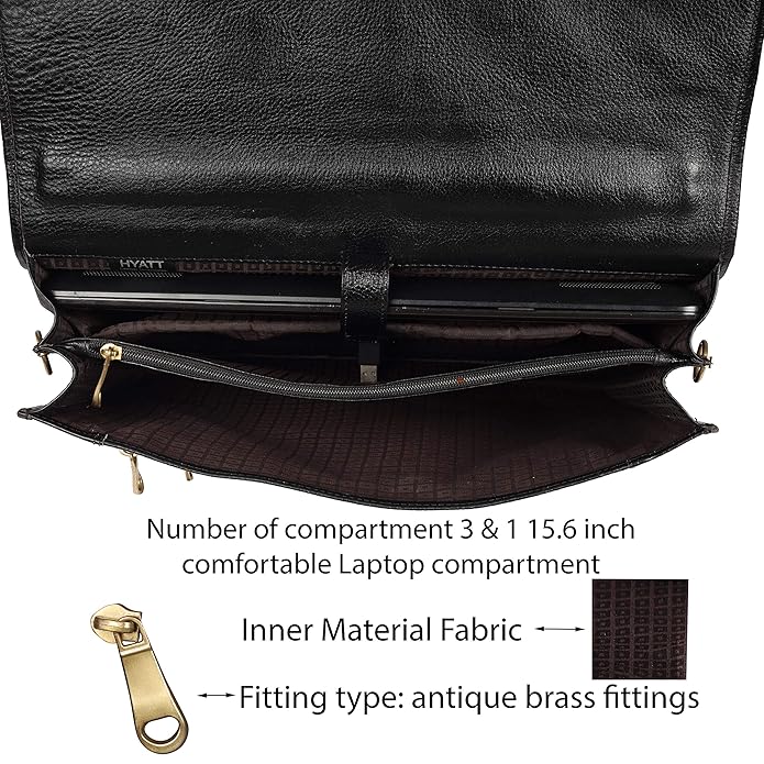 Leather Laptop Briefcase - Full Flap