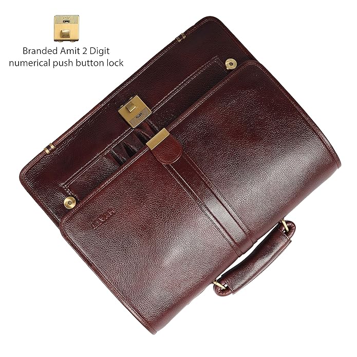 Leather Laptop Briefcase - Full Flap