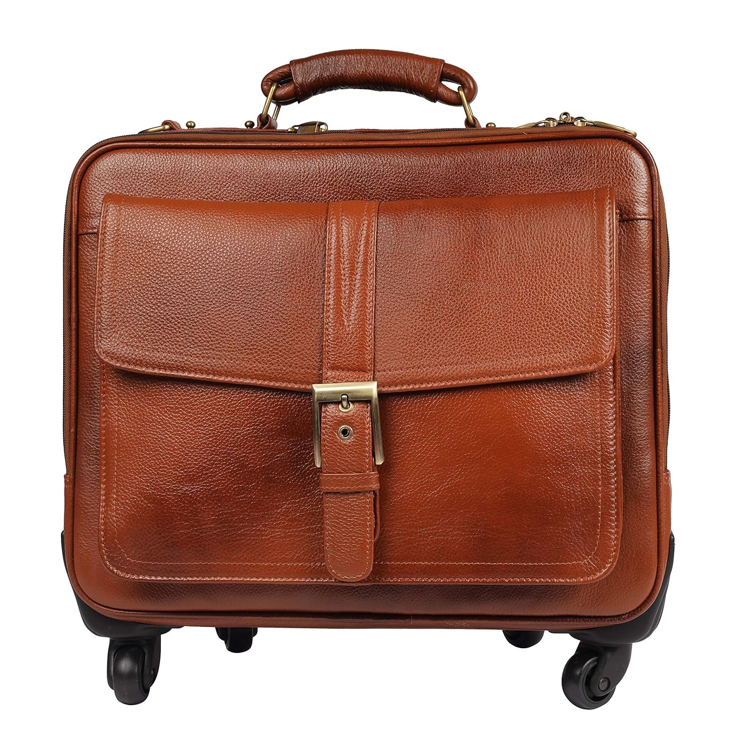 Leather Laptop Roller Trolley - The Retro