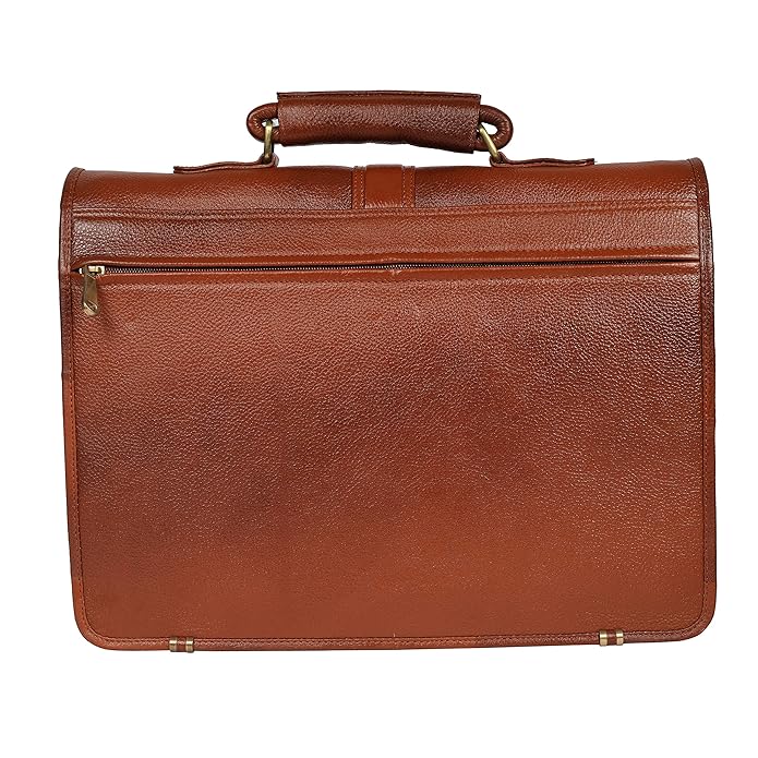 Leather Laptop Briefcase - Full Flap