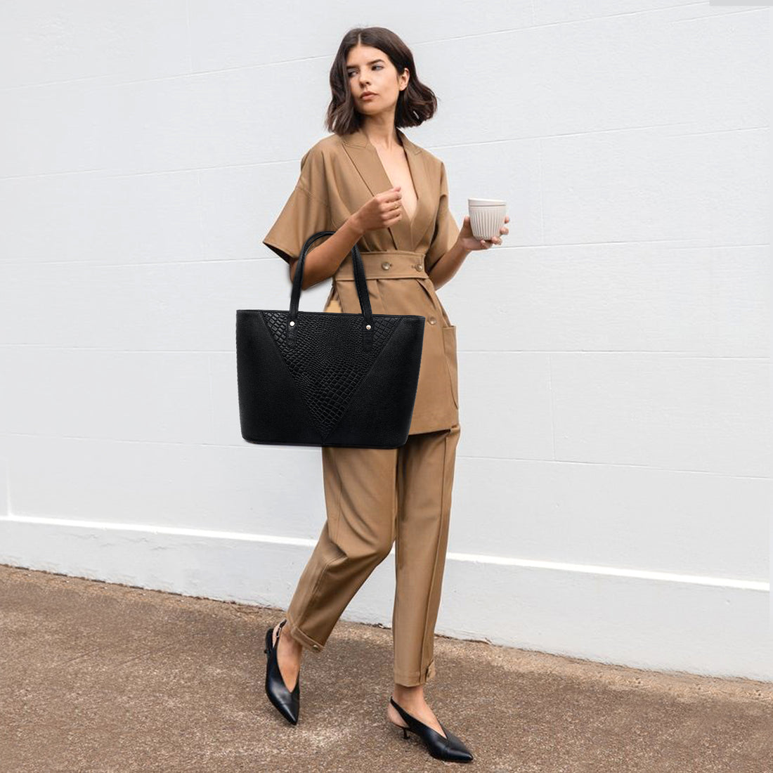 Croco Leather Laptop Tote Bag - THE MILANO