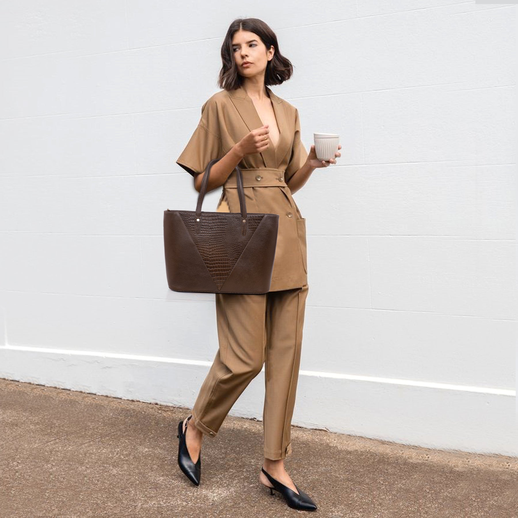 Croco Leather Laptop Tote Bag - THE MILANO