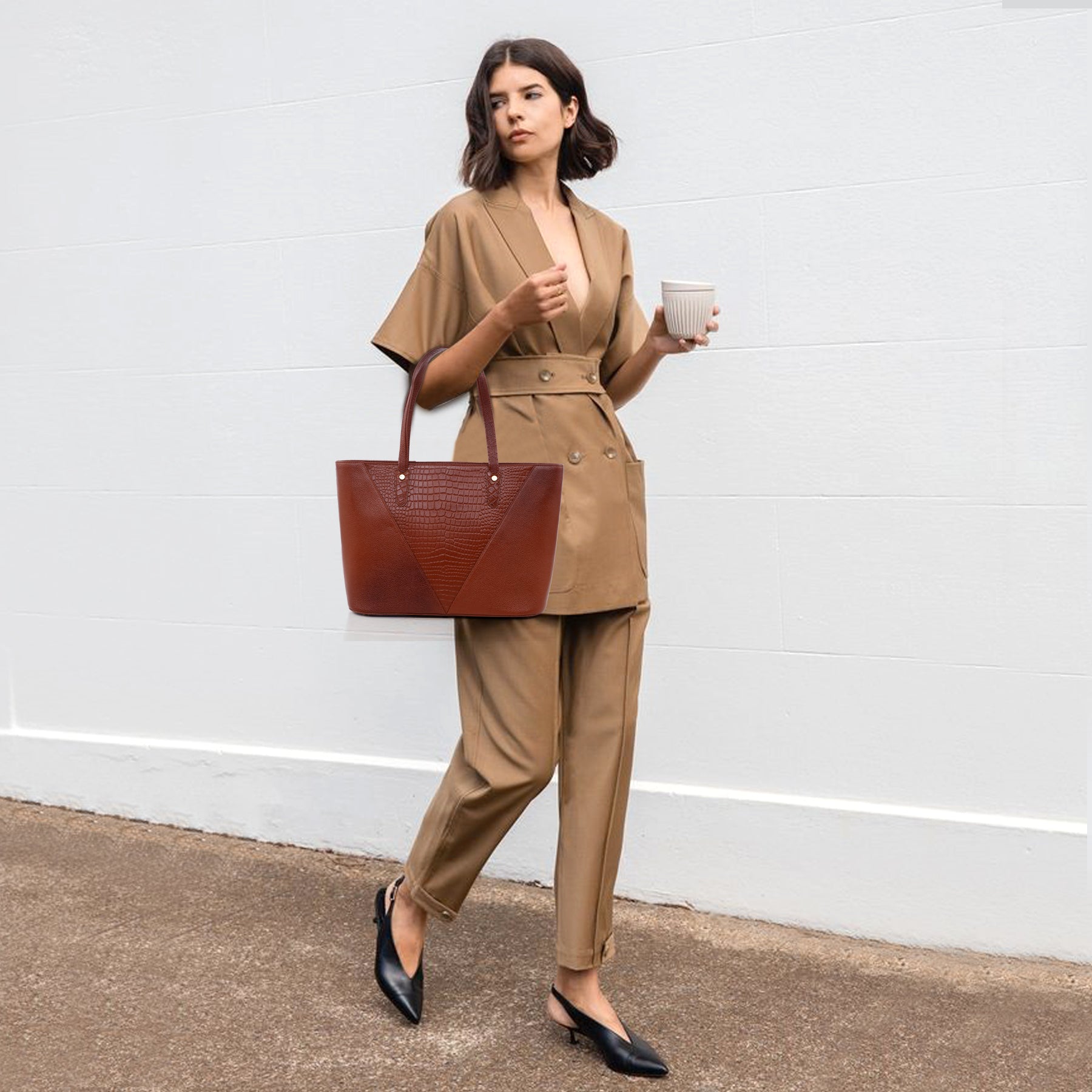 Croco Leather Laptop Tote Bag - THE MILANO