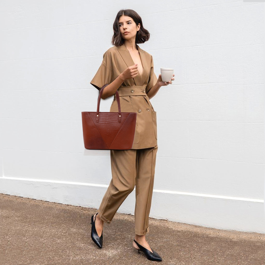 Croco Leather Laptop Tote Bag - THE MILANO