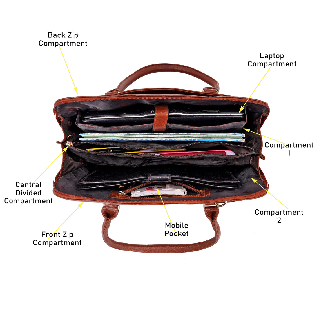 Large Leather Laptop Bag For Women - Book Tote