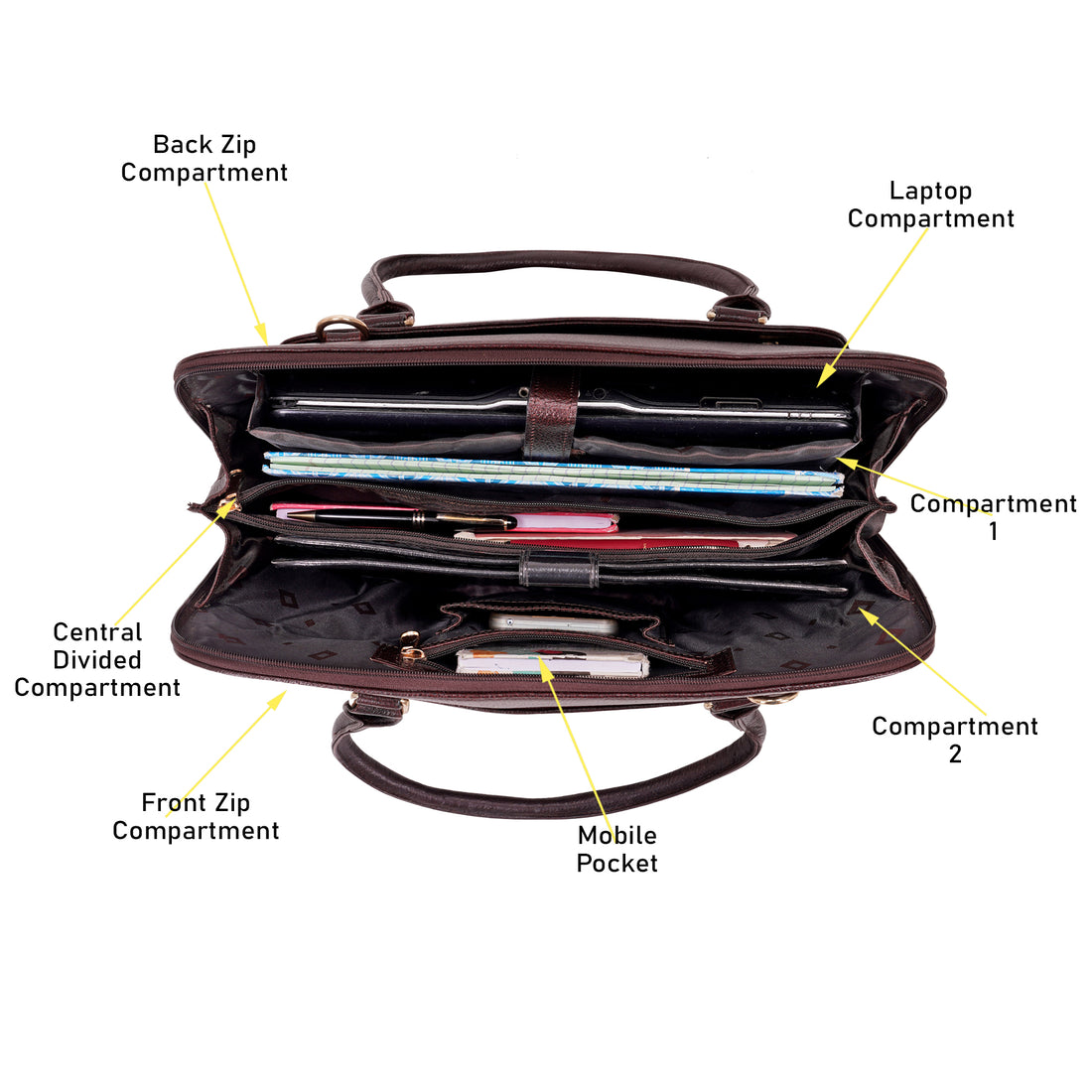 Large Leather Laptop Bag For Women - Book Tote