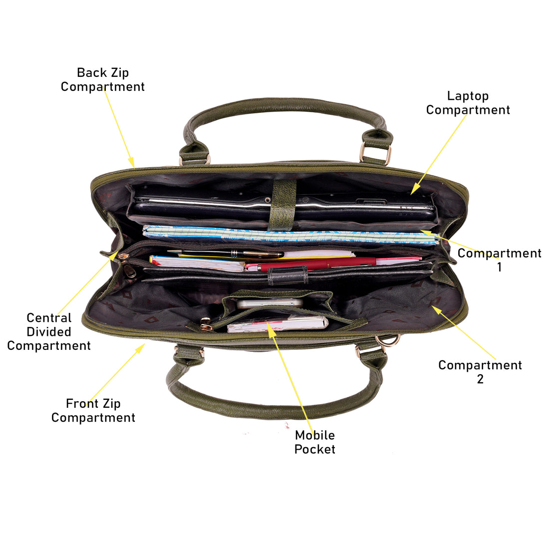 Large Leather Laptop Bag For Women - Book Tote