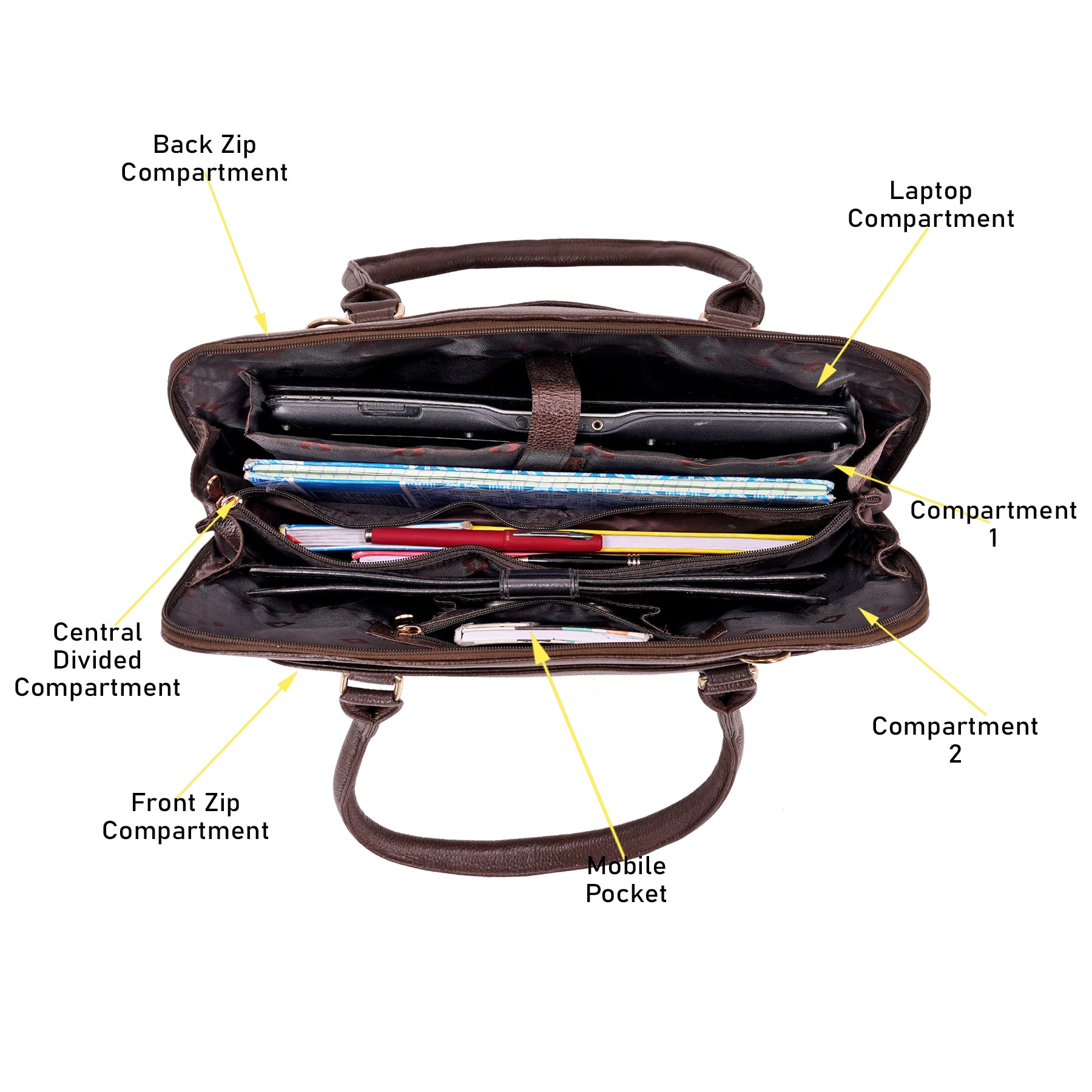 Large Leather Laptop Bag For Women - Book Tote