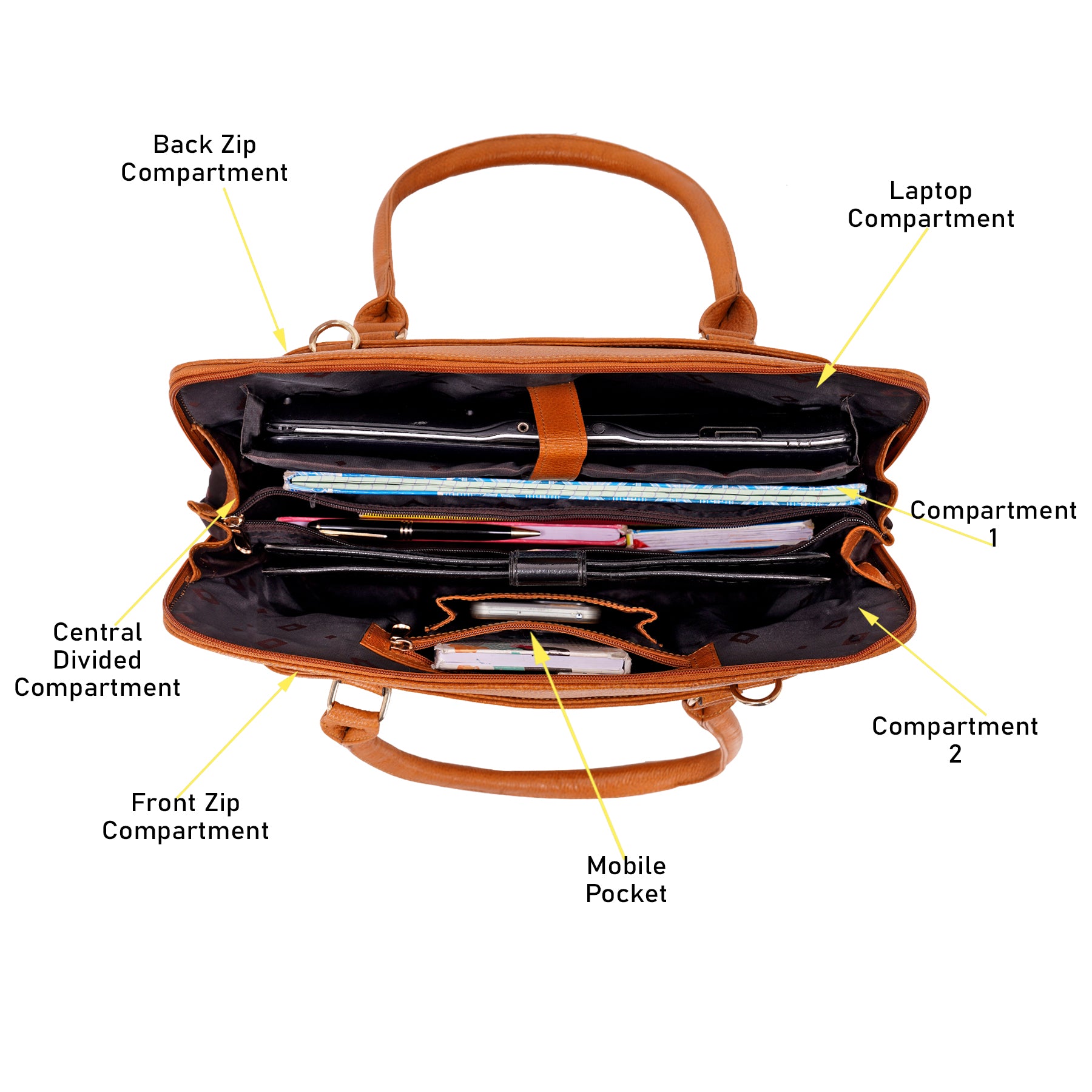 Large Leather Laptop Bag For Women - Book Tote