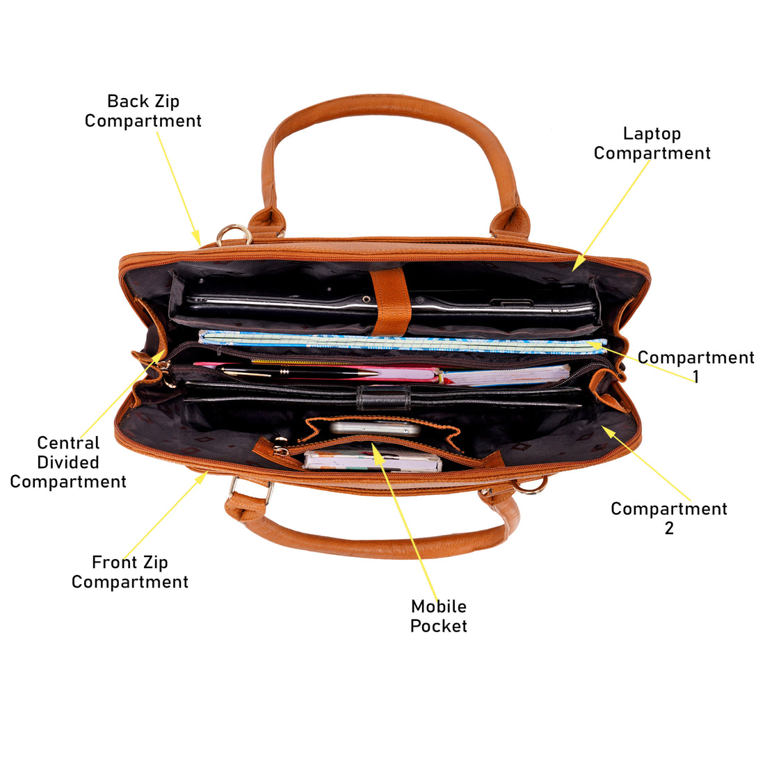 Large Leather Laptop Bag For Women - Book Tote