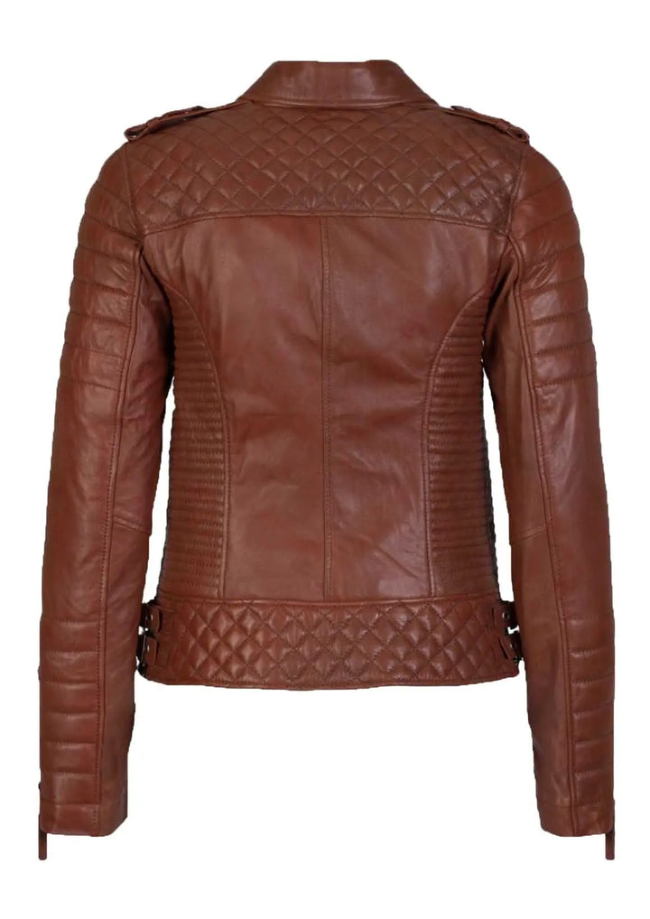 Motorcycle Leather Jacket - Tan
