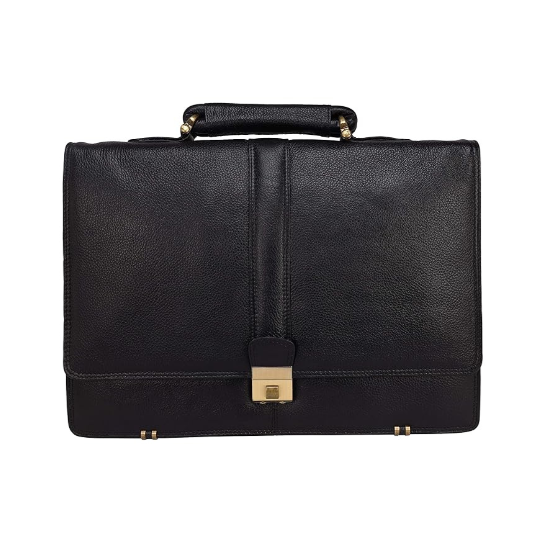 Leather Laptop Briefcase - Full Flap