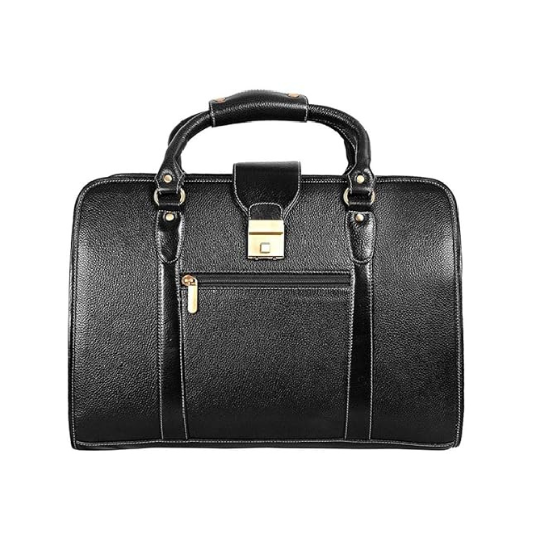 Leather Laptop Briefcase - Basket