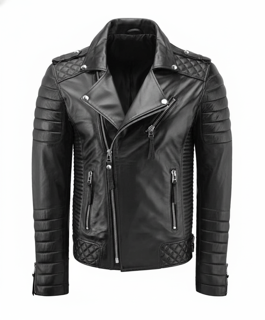 Biker Leather Jacket - Black
