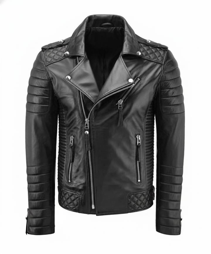 Biker Leather Jacket - Black