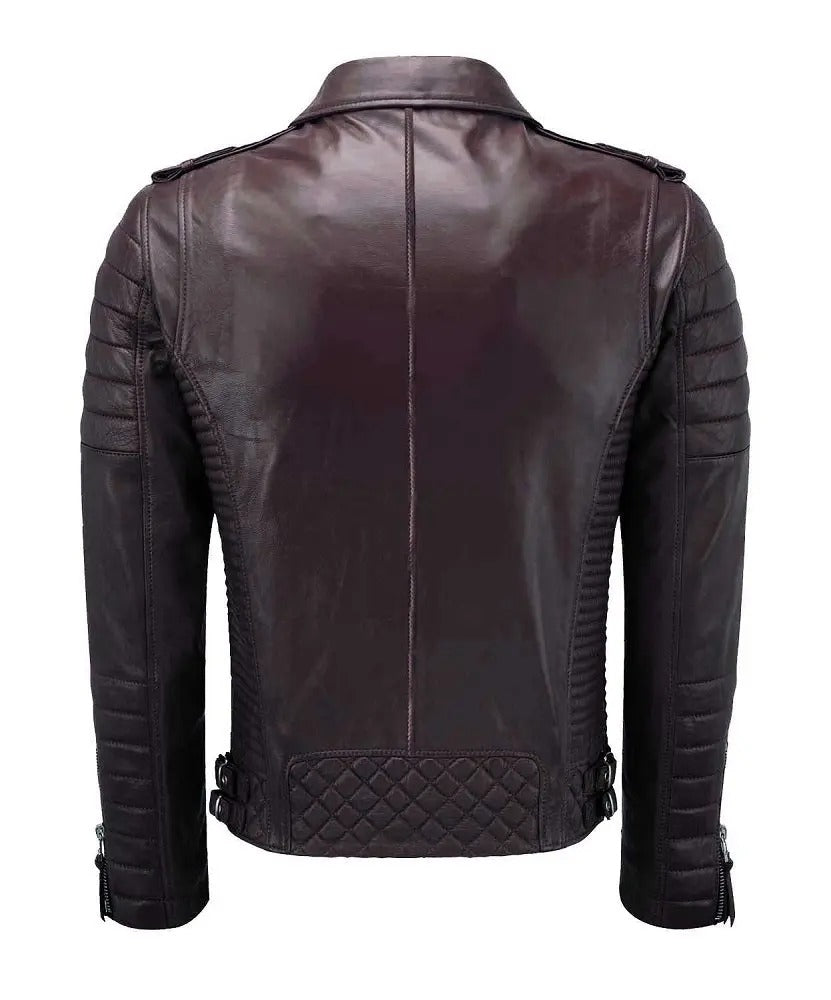 Biker Leather Jacket - Brown