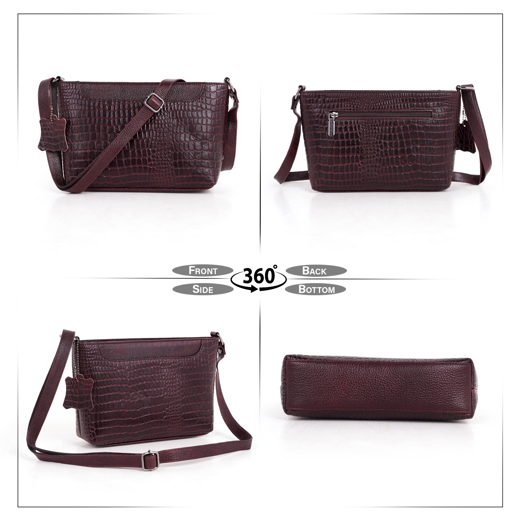 Leather Sling Bag for Women - ZIP TOP CROPCO