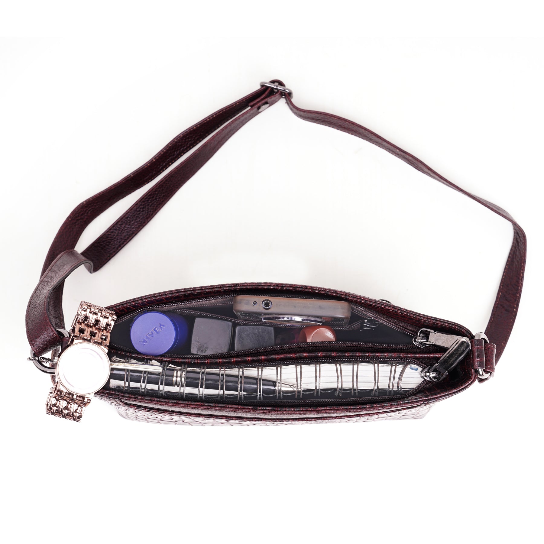 Leather Sling Bag for Women - ZIP TOP CROPCO