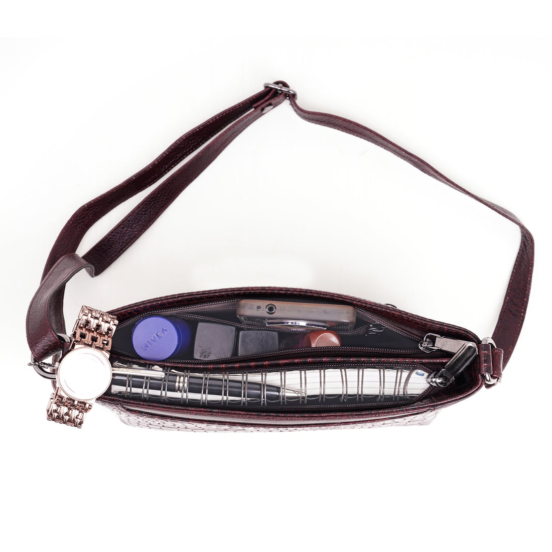 Leather Sling Bag for Women - ZIP TOP CROPCO